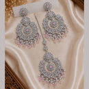NAFJ Elegant Crystal Pearl And Beads Dangler Earrings With Matching Maangtikka  
