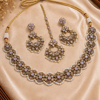 NAFJ Glamorous Crystal Stone And Pearl Necklace Set