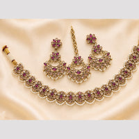 NAFJ Glamorous Crystal Stone And Pearl Necklace Set