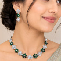 NAFJ Royal American Daimond And Pearl Necklace Set