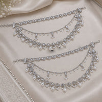 NAFJ Elegant Crystal Stone And Pearl Kanchain