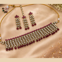 NAFJ Traditional Pota Stone And Beads Choker Necklace Set for Women