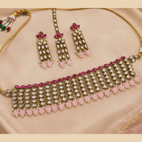 NAFJ Traditional Pota Stone And Beads Choker Necklace Set for Women