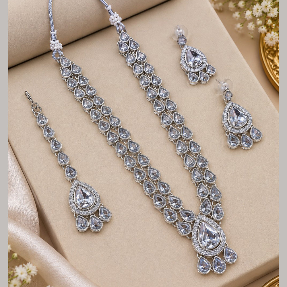 NAFJ Glamorous Crystal Stone Necklace Set