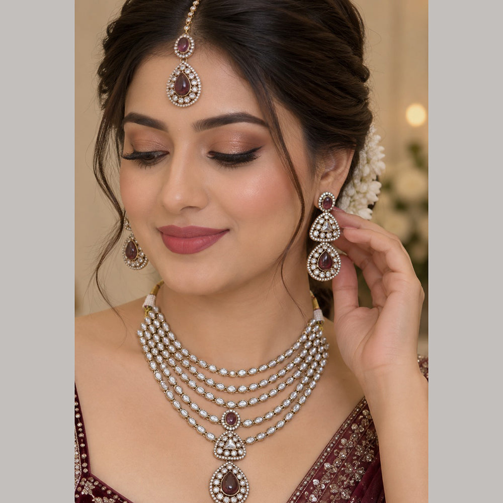 NAFJ Fashion Jewellery Kundan And Austrian Stone Necklace Set for Women