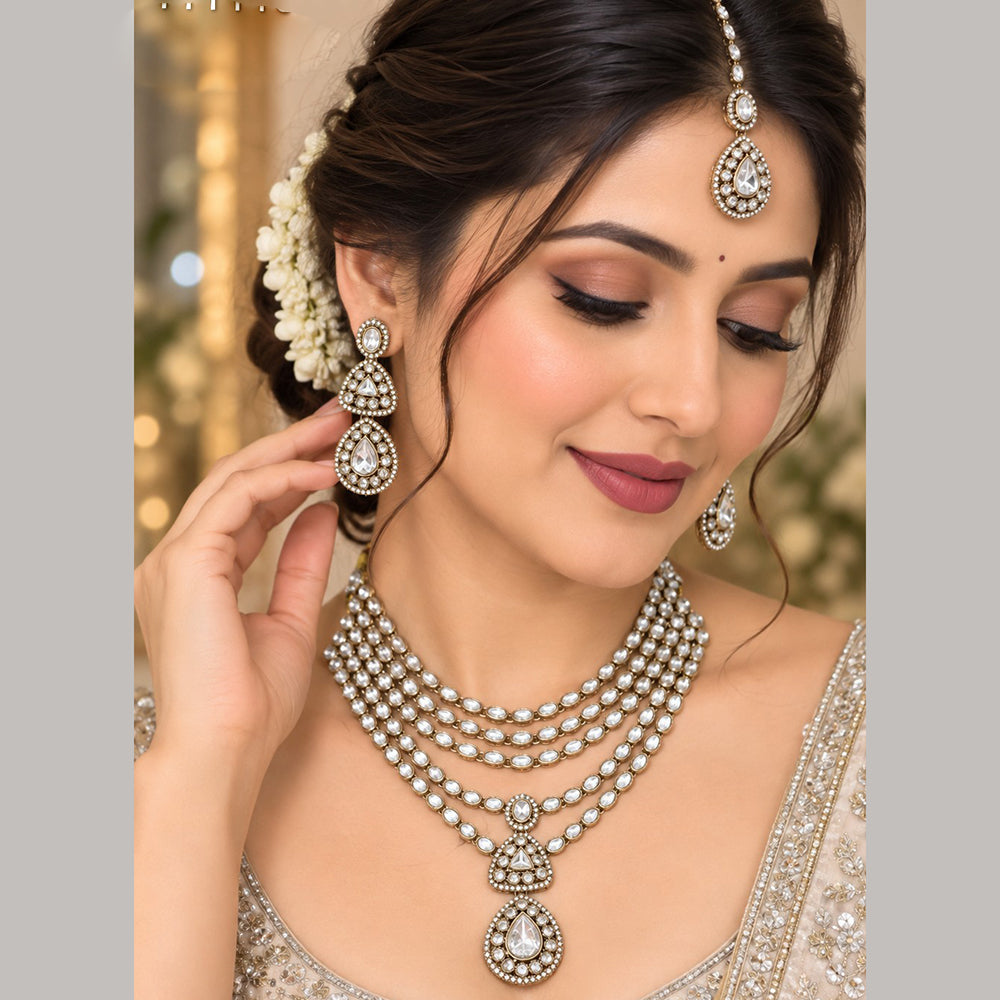 NAFJ Fashion Jewellery Kundan And Austrian Stone Necklace Set for Women