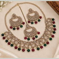NAFJ Glamorous Crystal Stone And Beads Necklace Set