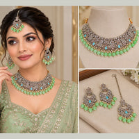 NAFJ Glamorous Crystal Stone And Beads Choker Necklace Set