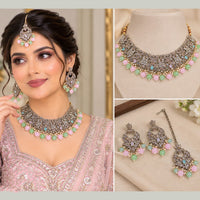 NAFJ Glamorous Crystal Stone And Beads Choker Necklace Set
