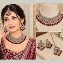 NAFJ Glamorous Crystal Stone And Beads Choker Necklace Set