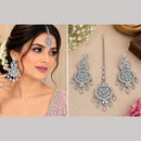 NAFJ Elegant Crystal Stone Dangler Earrings With Matching Maangtikka