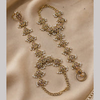 NAFJ Crystal Stone And Pearl Designer Hand Harness