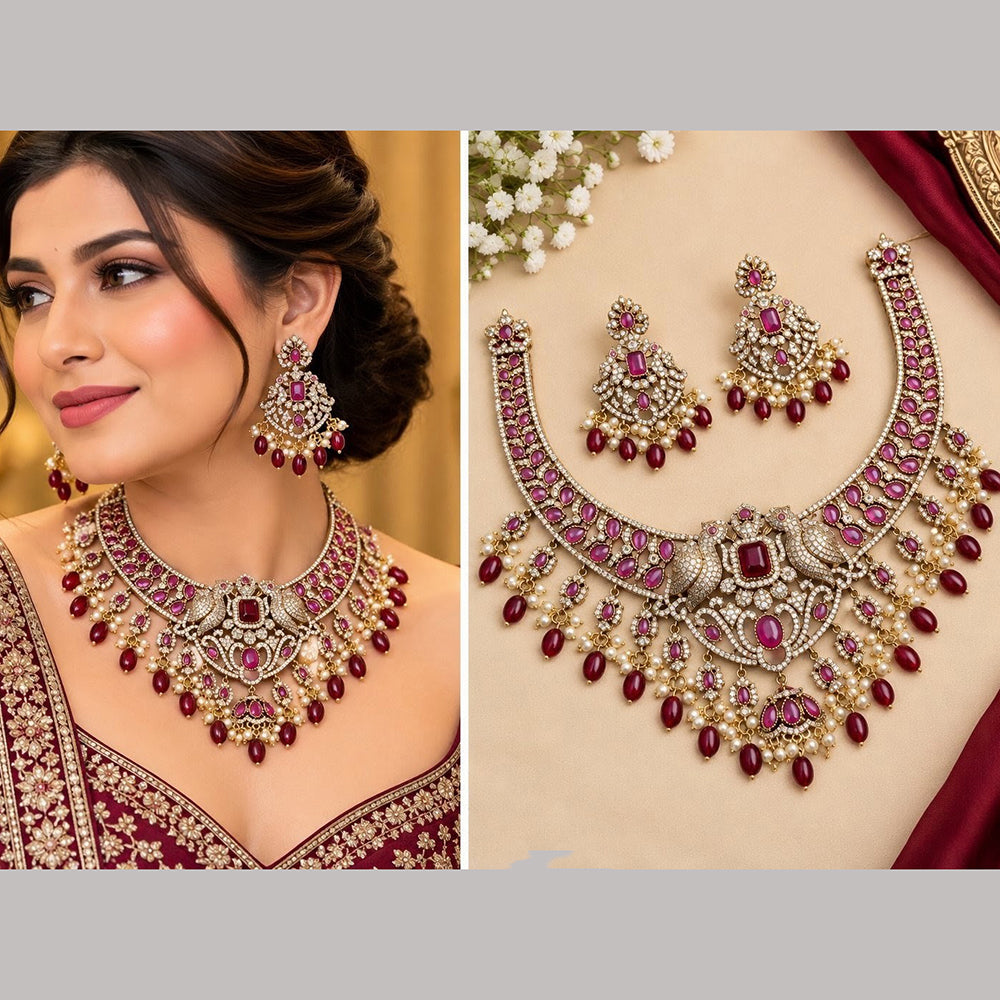 NAFJ Elegant Pota Stone And Beads Necklace Set