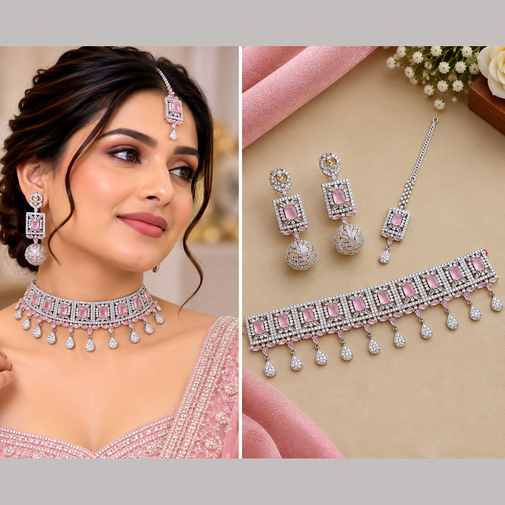 NAFJ Designer American Daimond Choker Necklace Set