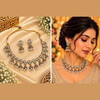 NAFJ Elegant Pota Stone And Beads Choker Necklace Set