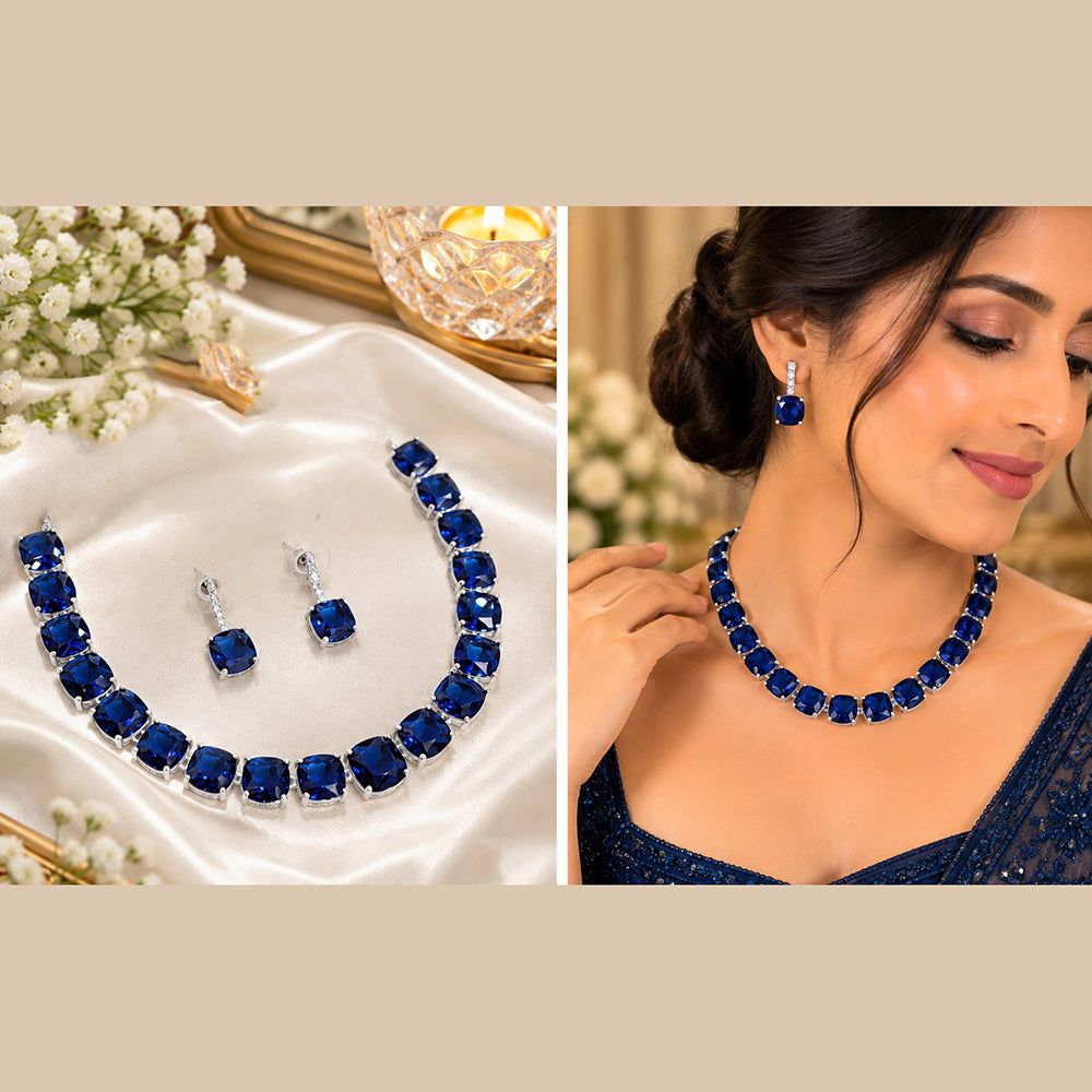 NAFJ Designer American Daimond Choker Necklace Set