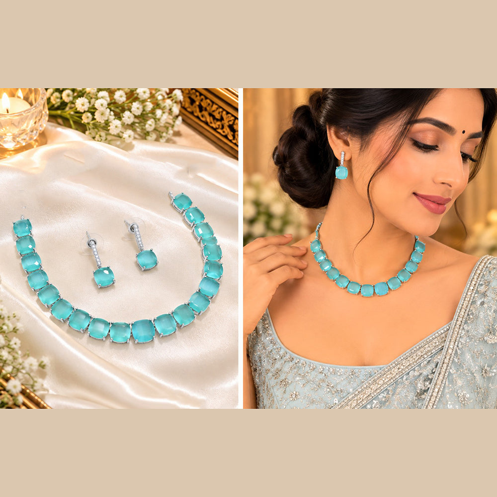 NAFJ Designer American Daimond Choker Necklace Set