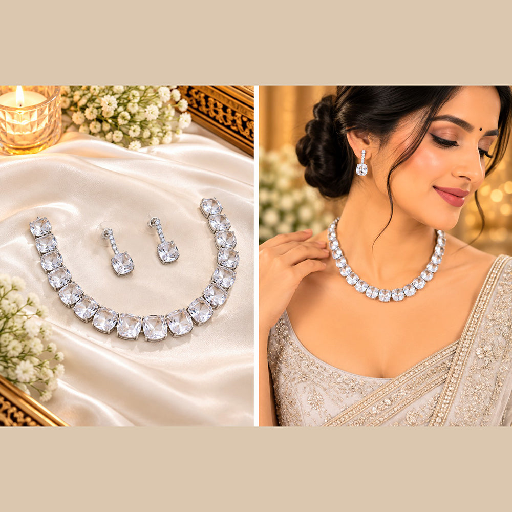 NAFJ Designer American Daimond Choker Necklace Set