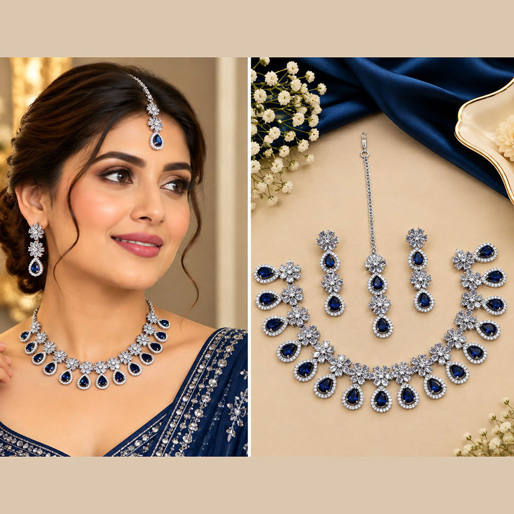 NAFJ Designer American Daimond Choker Necklace Set