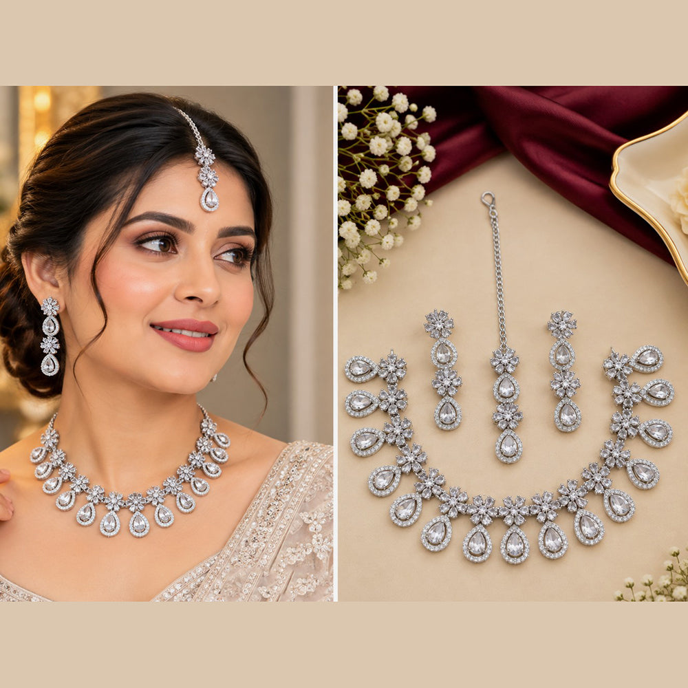 NAFJ Designer American Daimond Choker Necklace Set