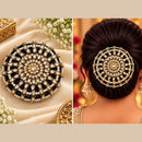 NAFJ Elegant Kundan Stone And Pearl Hair Bun Cover for Women