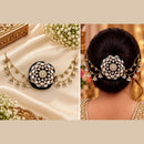 NAFJ Elegant Kundan Stone And Pearl Hair Bun Cover for Women
