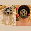 NAFJ Elegant Kundan Stone And Pearl Hair Bun Cover for Women