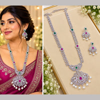 NAFJ Royal American Daimond And Beads Long Necklace Set
