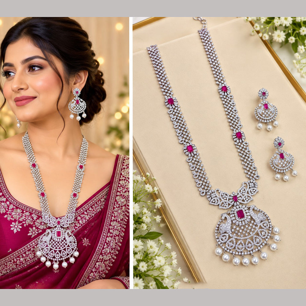 NAFJ Royal American Daimond And Beads Long Necklace Set