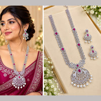 NAFJ Royal American Daimond And Beads Long Necklace Set