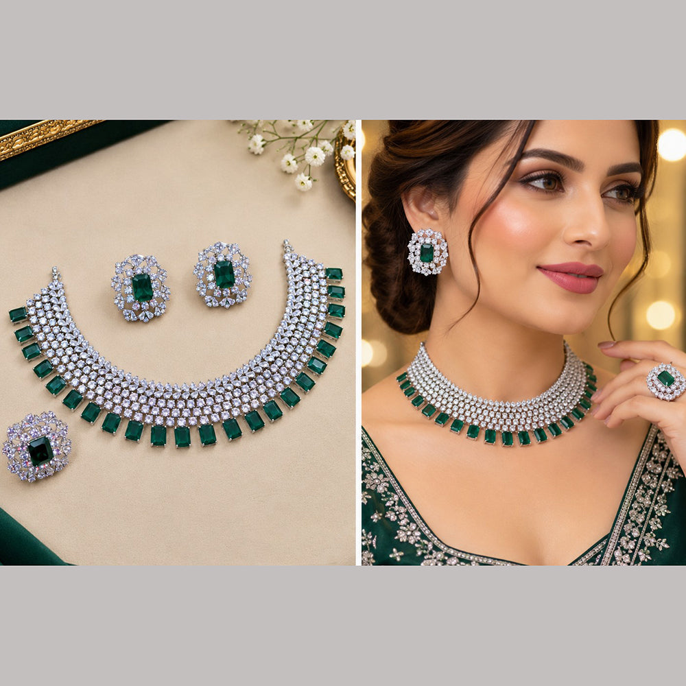 NAFJ Royal American Daimond Necklace Set With Ring