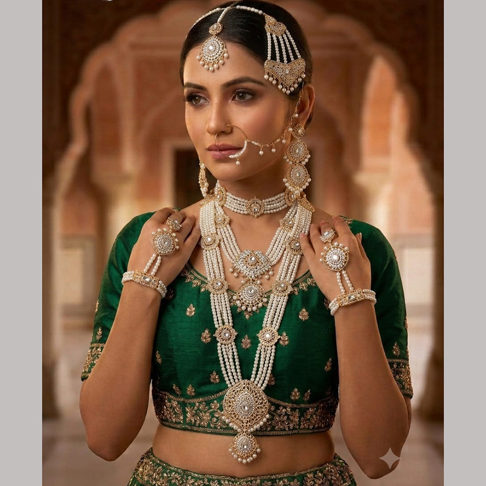 NAFJ Grand Austrian Stone And Pearl And Beads Dreamy Bridal Set