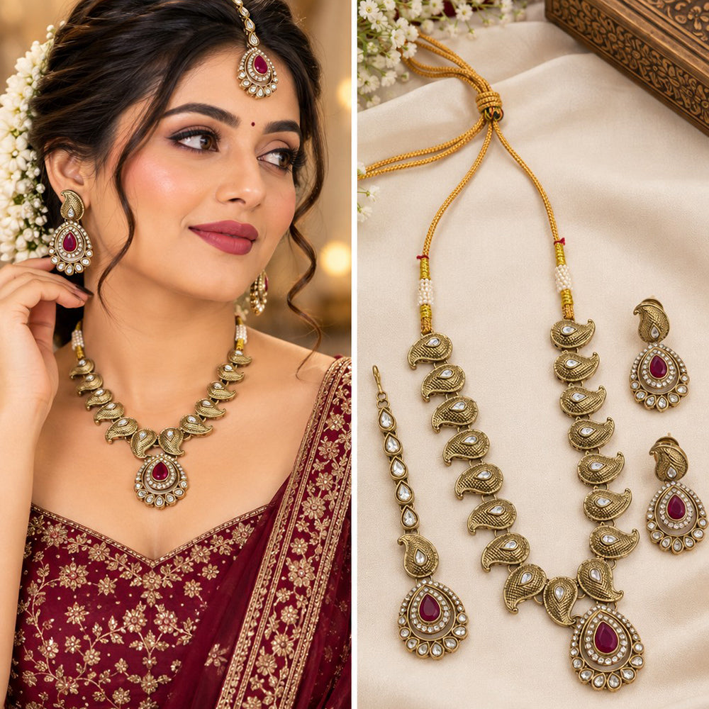 NAFJ Glamorous Crystal Stone Necklace Set