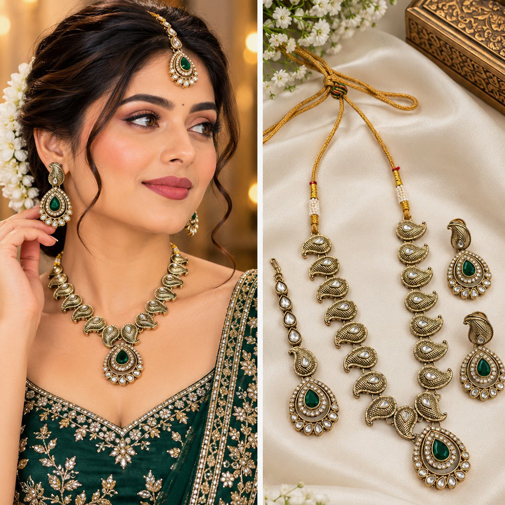 NAFJ Glamorous Crystal Stone Necklace Set