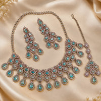 NAFJ Glamorous Crystal Stone And Austrian Stone Necklace Set