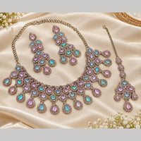 NAFJ Glamorous Crystal Stone And Austrian Stone Necklace Set