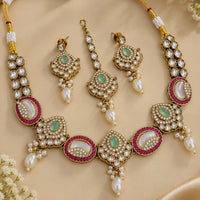 NAFJ Glamorous Pota Stone And Austrian Stone Beads Necklace Set