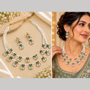 NAFJ Gorgeous Polki Stone Necklace Set With Pearl Detailing