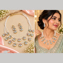 NAFJ Gorgeous Polki Stone Necklace Set With Pearl Detailing