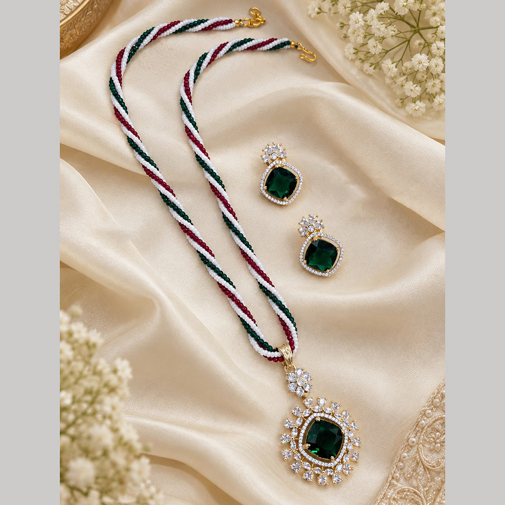 NAFJ Designer American Daimond And Pearl Necklace Set