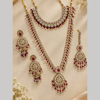 NAFJ Premium Pota Stone And Austrian Stone Double Necklace Set for Women