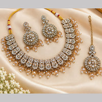 NAFJ Glamorous Crystal Stone And Beads Necklace Set