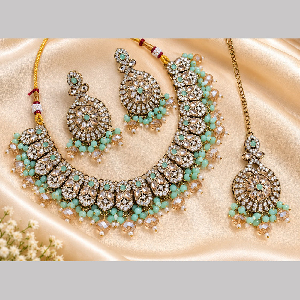 NAFJ Glamorous Crystal Stone And Beads Necklace Set