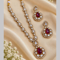 NAFJ Glamorous Crystal Stone And Beads Long Necklace Set