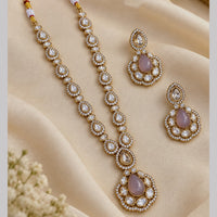 NAFJ Glamorous Crystal Stone And Beads Long Necklace Set