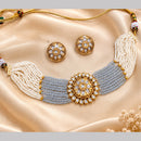 NAFJ Grand Polki Kundan Stone And Pearl Choker Necklace Set