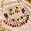 NAFJ Graceful Polki Kundan Stone And Beads Necklace Set
