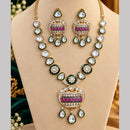 NAFJ Graceful Gold Plated Polki Kundan Stone Choker Necklace Set
