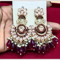 Bhagwati Bangles Gold Plated Crystal Stone And Beads Dangler Earrings