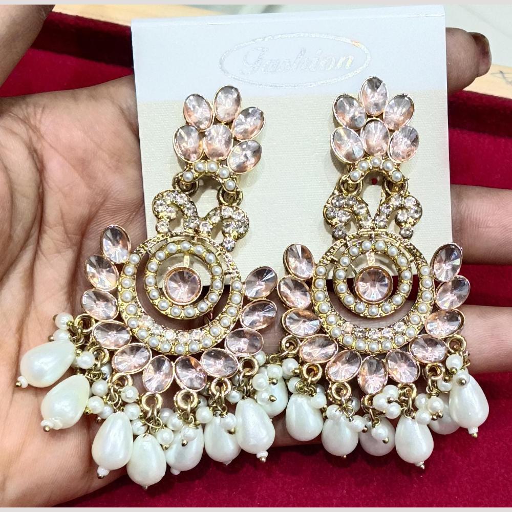 Bhagwati Bangles Gold Plated Crystal Stone And Beads Dangler Earrings